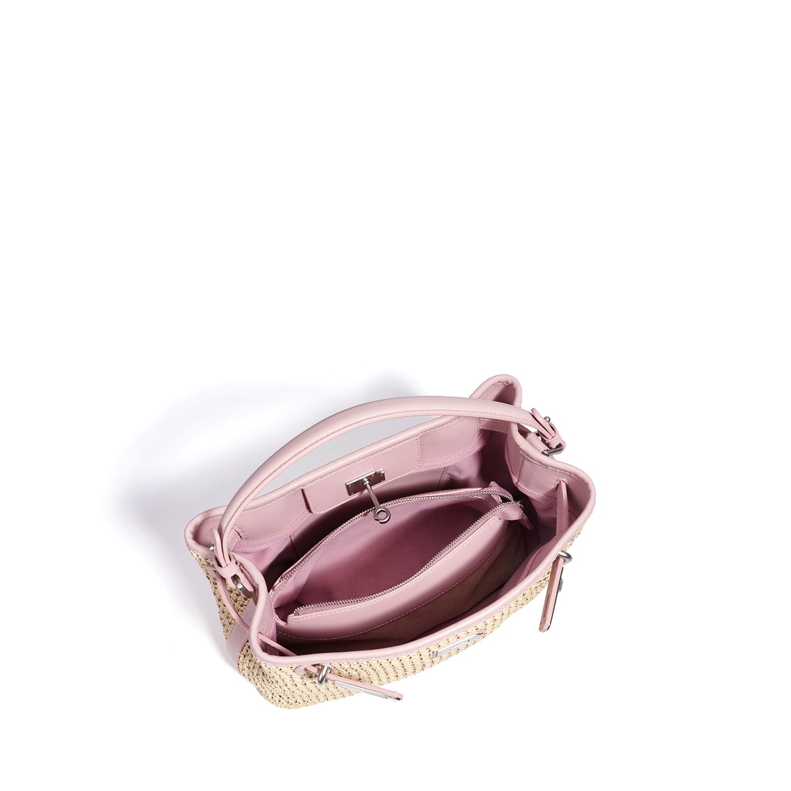 LELALIA Vintage Straw Metal Lock Small Shoulder Handbag