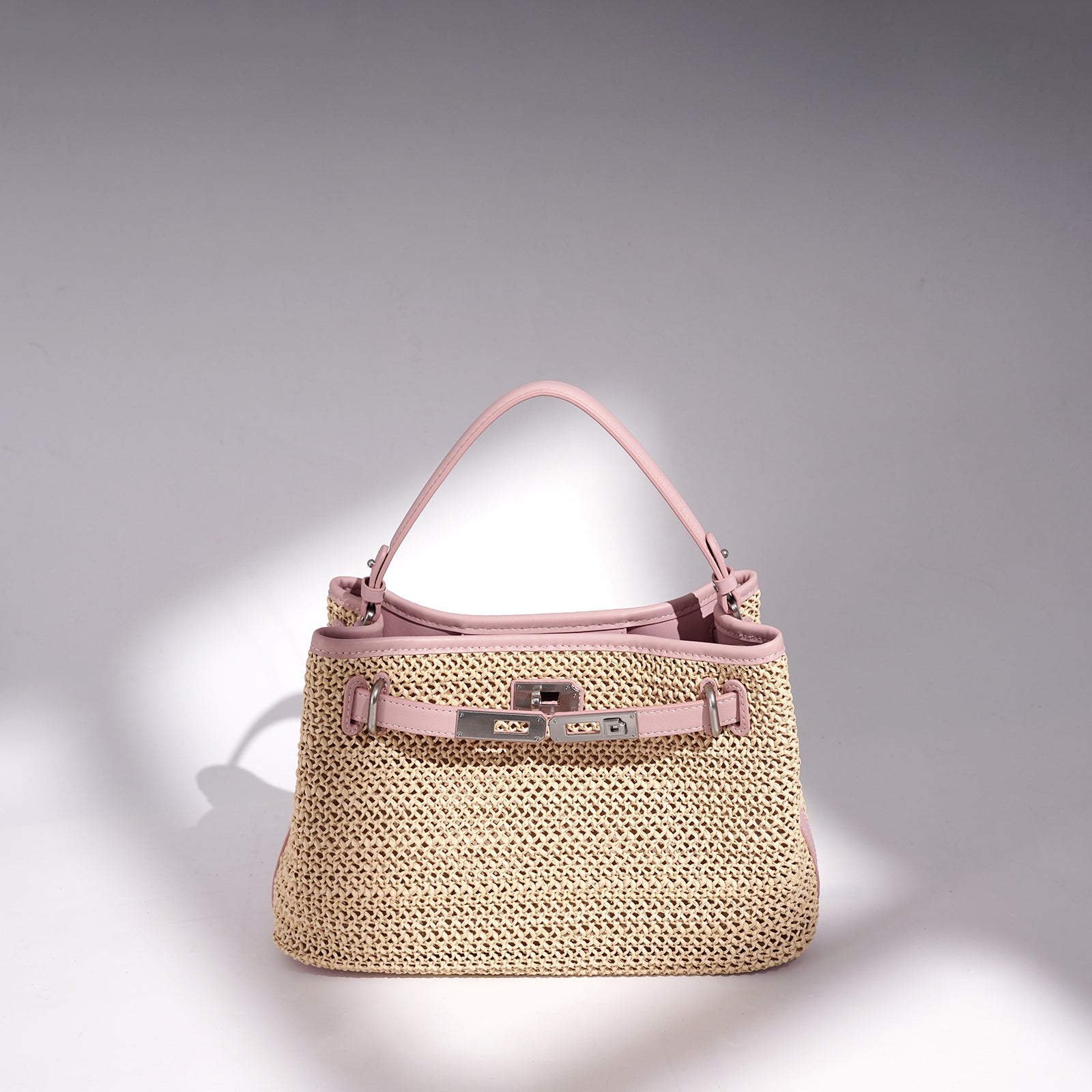 LELALIA Vintage Straw Metal Lock Small Shoulder Handbag